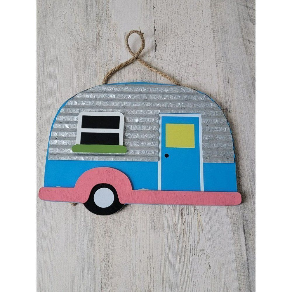 Blue RV camper Woods sign wooden Decor‎ prop